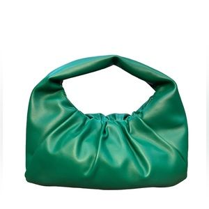 Genuine Leather Shoulder Pouch Dumpling Bag Small Grass Green